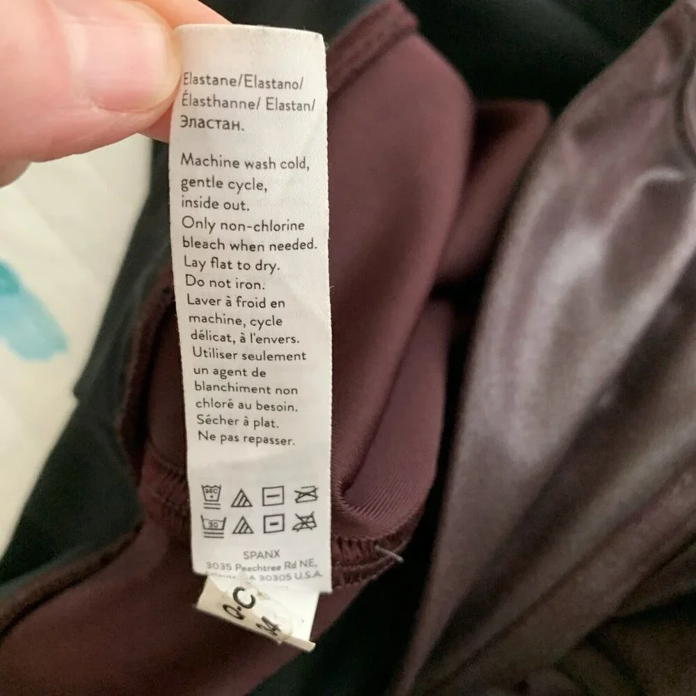 Spanx by Sara Blakely Faux Leather Women’s Leggings Size L Dark Maroon - Picture 6 of 6